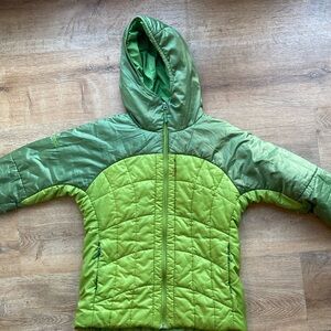 Bright green Marmot puff coat